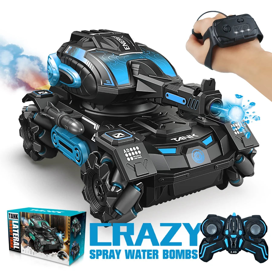 RC spray car 2.4G four-wheel stunt launch water polo tank car boy machine armour  toy car Watch requires additional purchase