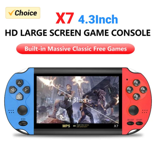 X7 Handheld Game 4.3 Inch HD Large 8G Screen Classic Game Retro Console Built-in 10000 Games Mini Handheld MP5 Video Game