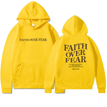 New Hooded Long Sleeve Faith Over Fear Printed Sweatshirt