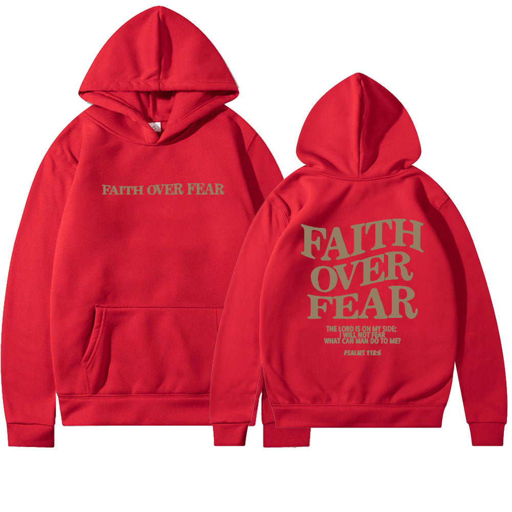 New Hooded Long Sleeve Faith Over Fear Printed Sweatshirt