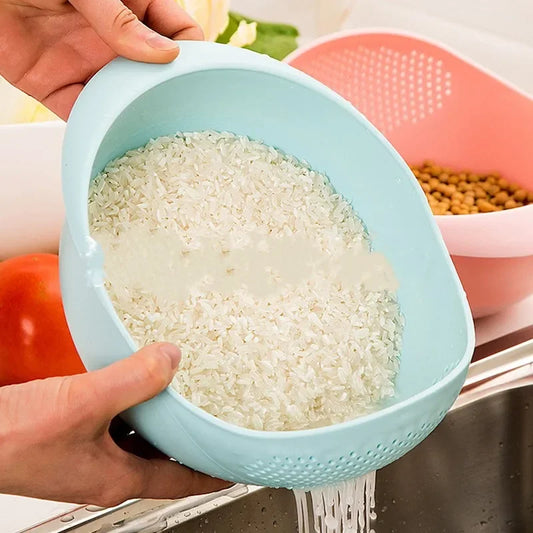 Rice Sieve Plastic Colander Sieve Rice Washing Filter Strainer Basket Kitchen Tools Food Beans Sieve Fruit Bowl Drainer Cleaning