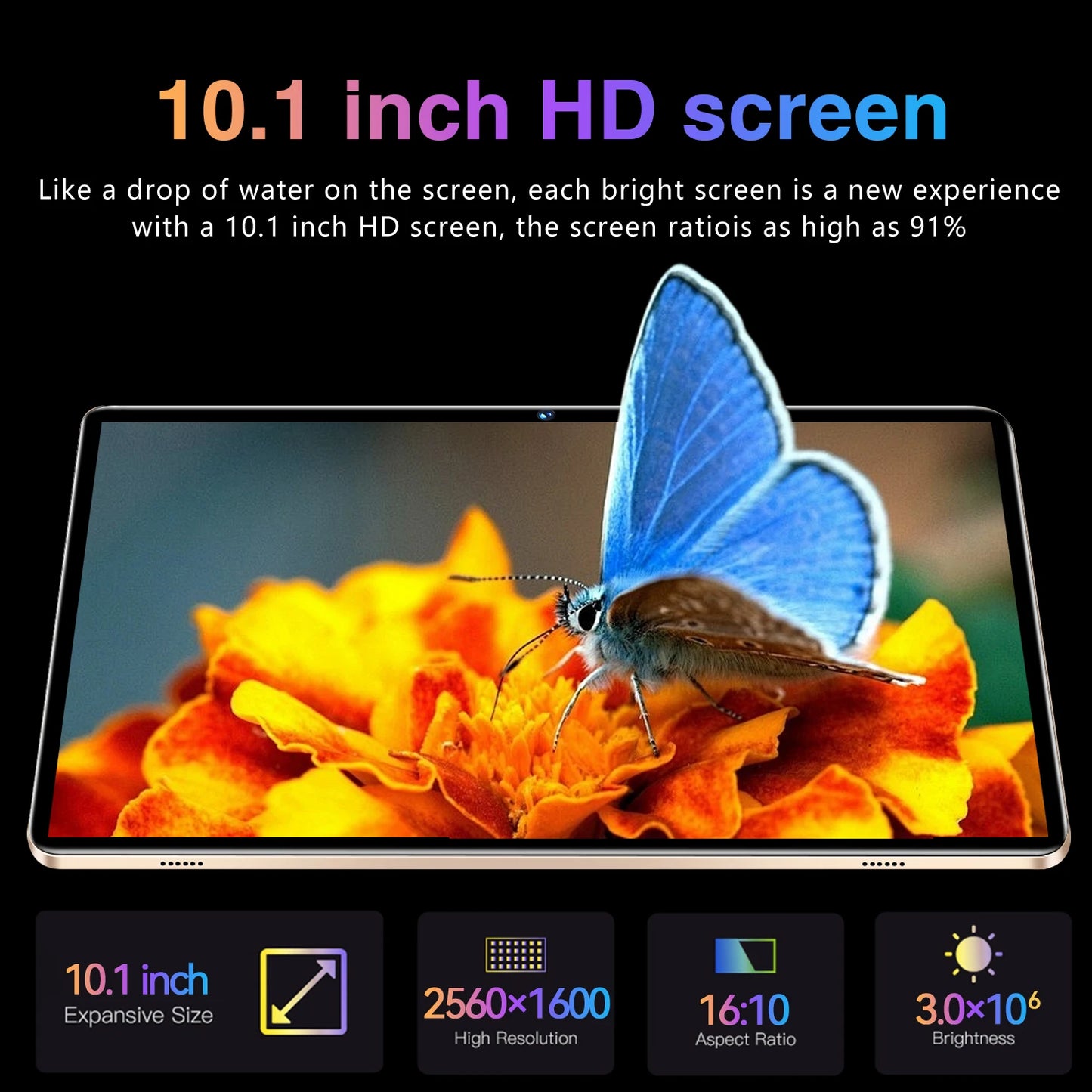 New P60 Pro Global Version Tablet Android 14 10.1Inch Snapdrago 888 GPS 5G WiFi Dual SIM Bluetooth HD Full Screen Tablet PC