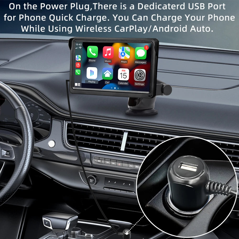 CarPlay Android Auto Car Radio Multimedia Video Player 7inch Portable Touch Screen With USB AUX For Rear View Camera