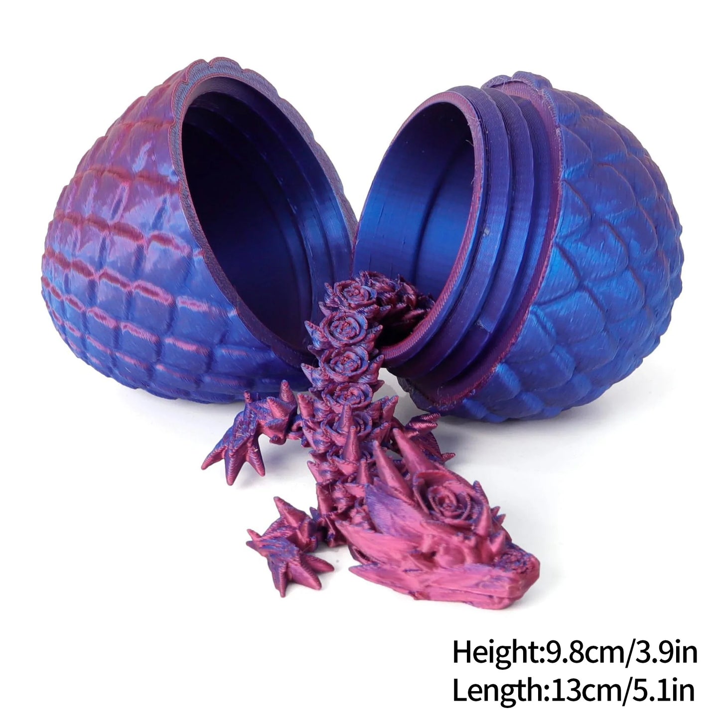 3D Printed Gem Dragon Egg Rotatable Articulated Dragons Toys Desktop Craft Ornament Gifts for Kids Office Home Table Decor