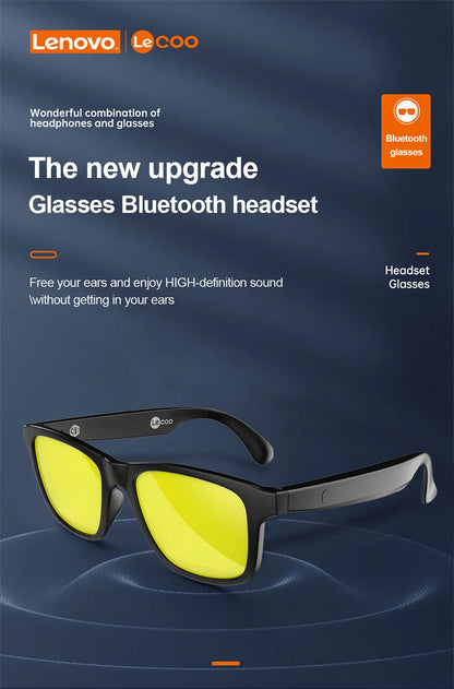 New Lenovo Lecoo C8  Lite Sunglasses Earphone Bluetooth 5.3 Outdoor Sport HiFi HD Call Eyeglasses Anti Blue Wireless Driving