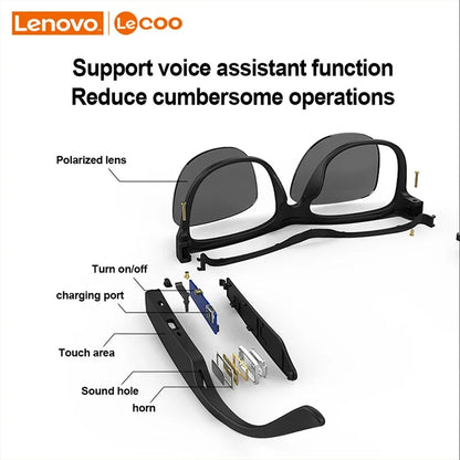 Original Lenovo Lecoo C8 Smart Glasses Earphone Wireless Bluetooth Sunglasses Outdoor Sport Headset HiFi Stereo Music Headphones