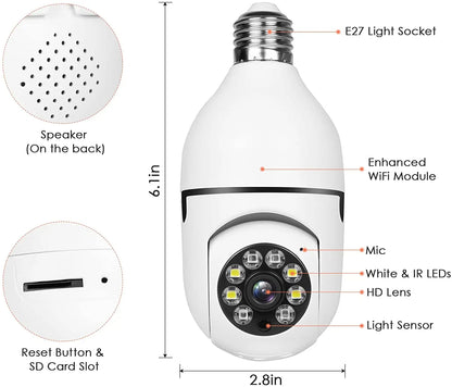 E27 4MP ICSEE Bulb Camera Baby Monitor 1080P Pet Monitor Night Vision Full Color Automatic Human Tracking Two way Audio Security