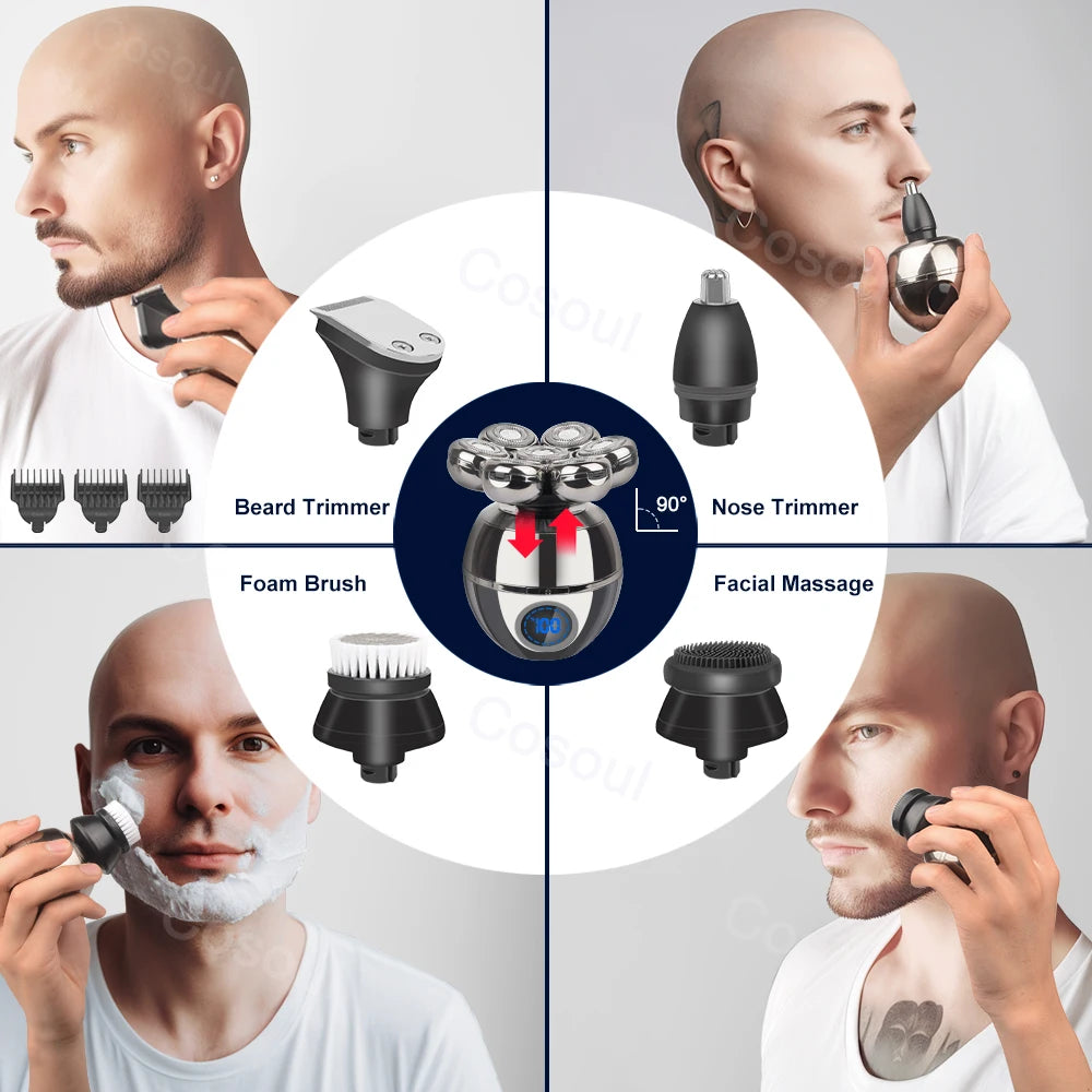 Shaver for Men Electric Shaver Bald Head Shaver 5 in 1 Hair Clipper for Bald Man Beard Trimmer Shaving Machine Bald Head Razor 7