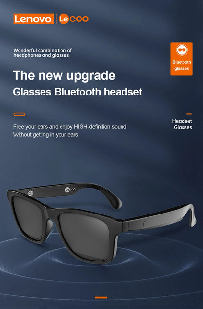 New Lenovo Lecoo C8  Lite Sunglasses Earphone Bluetooth 5.3 Outdoor Sport HiFi HD Call Eyeglasses Anti Blue Wireless Driving