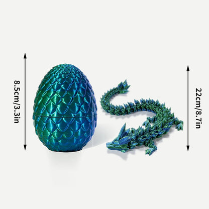 3D Printed Gem Dragon Egg Rotatable Articulated Dragons Toys Desktop Craft Ornament Gifts for Kids Office Home Table Decor