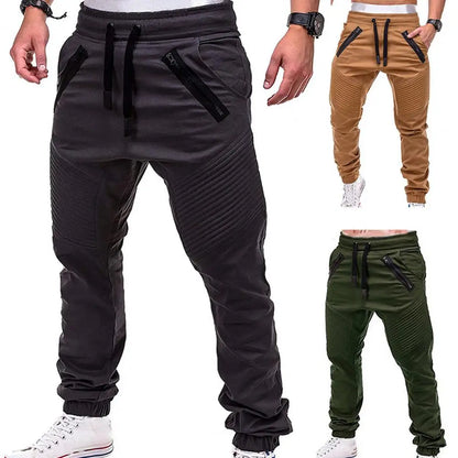 Spring and Autumn Fashion Men's Drawstring Adjustable Pocket Pants New Casual Men's Pants Jogging Slim Fit Striped Clothing