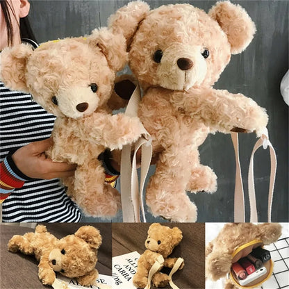 Teddy Bear Shoulder Bag Cute Smile Bear  Soft Plush Shoulder Bag