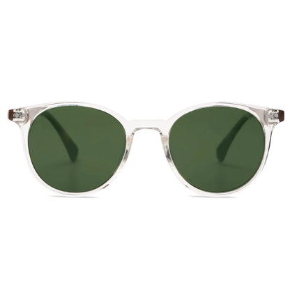 SOJOS Small Round Classic Polarized Sunglasses for Women Men Vintage Style UV400 Lens SJ2113 Clear/Green