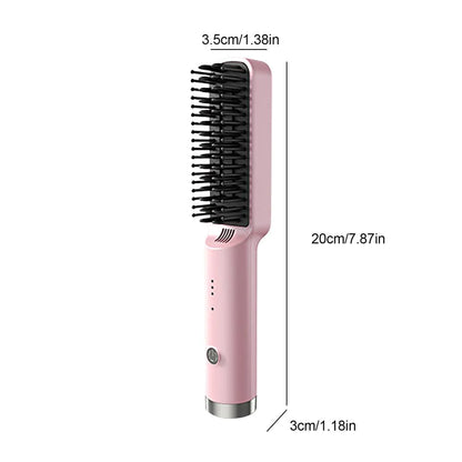 Portable Wireless Fast Heated Straightener Brush Hair