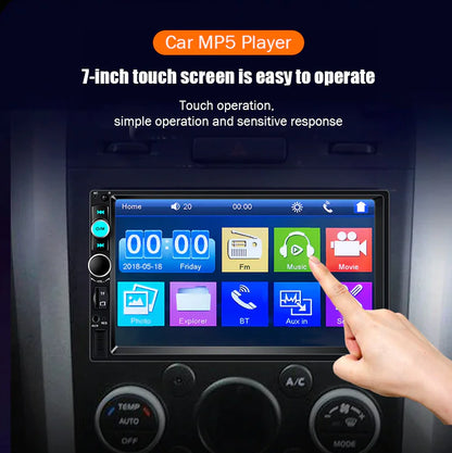 CARPLAY STEREO SYSTEM 7" Double 2 DIN Car MP5 Player Bluetooth Touch Screen Stereo Radio With Camera