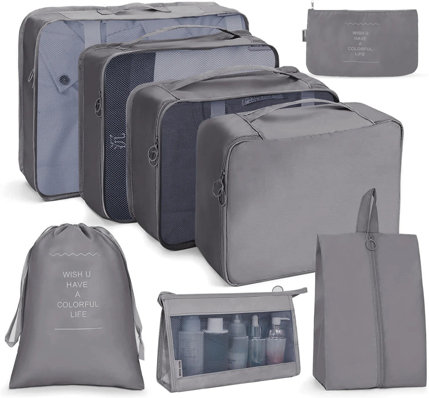 8-Piece Travel Bag Organizer Set