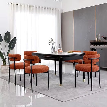 Dining Chairs Set, Dining Room Chairs Mid-Century Modern Kitchen Chairs with Curved Backrest and Metal Legs