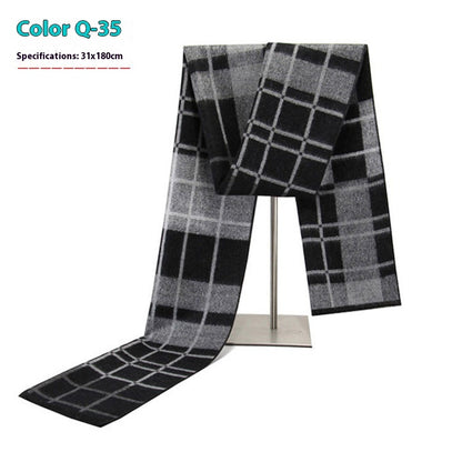 New Men's Winter Warm Cashmere-like Striped Business Scarf For Men