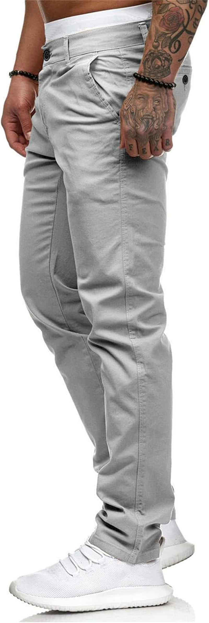 Men's Chinos Casual Dress Pants Slim Fit Skinny Stretch Flat-Front Lightweight Comfort Slacks