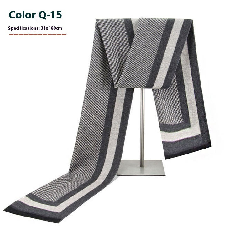 New Men's Winter Warm Cashmere-like Striped Business Scarf For Men