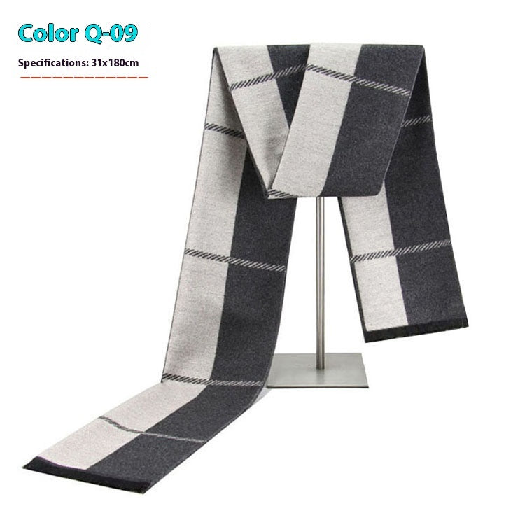 New Men's Winter Warm Cashmere-like Striped Business Scarf For Men