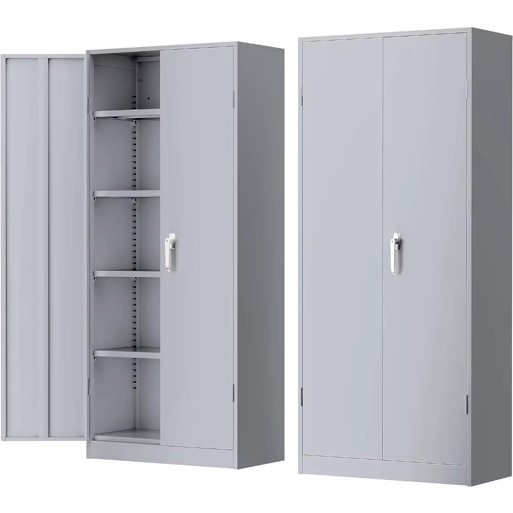 Metal Storage Cabinet, 72" Black Locking Storage Cabinets with Doors and 4 Shelves, Steel Lockable File Cabinet Metal Locker