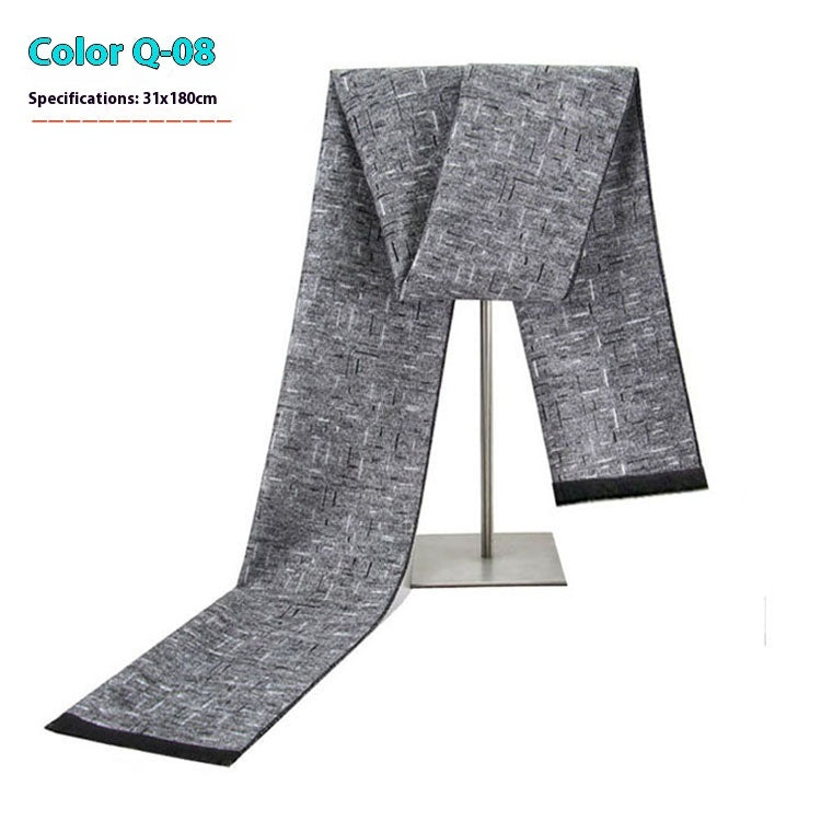 New Men's Winter Warm Cashmere-like Striped Business Scarf For Men