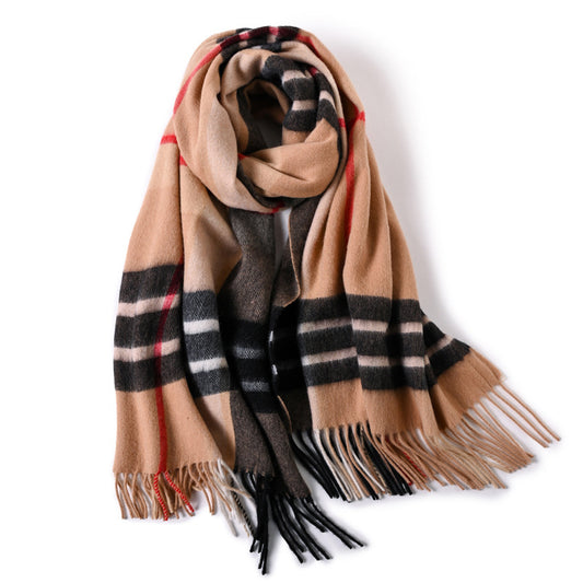 Pure wool plaid scarf women's winter  version of everything New Year thickened warm scarf cashmere shawl high-grade