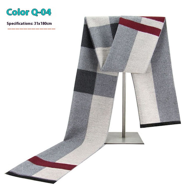 New Men's Winter Warm Cashmere-like Striped Business Scarf For Men