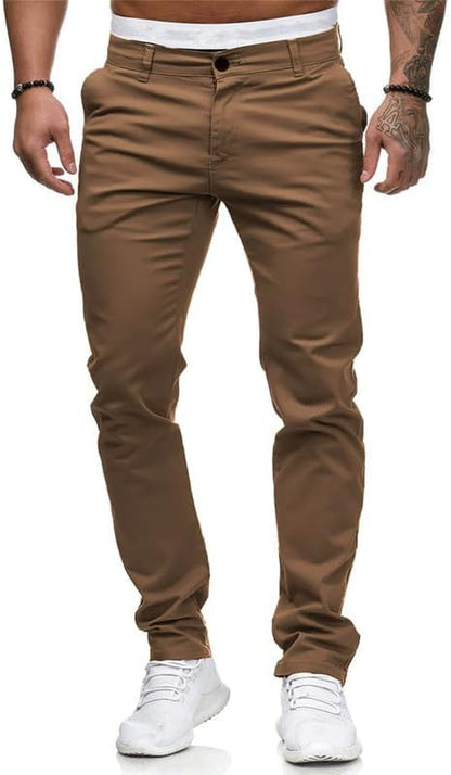 Men's Chinos Casual Dress Pants Slim Fit Skinny Stretch Flat-Front Lightweight Comfort Slacks