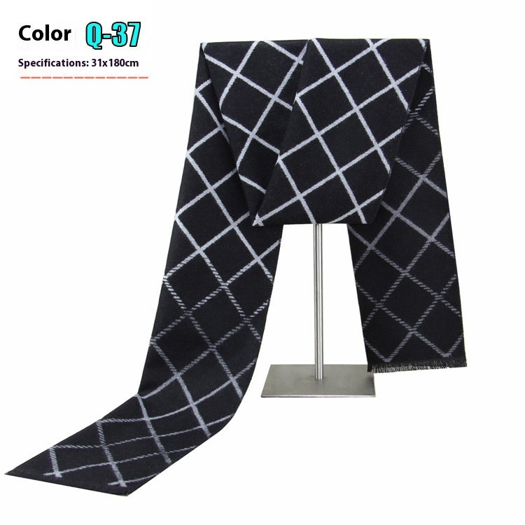 New Men's Winter Warm Cashmere-like Striped Business Scarf For Men