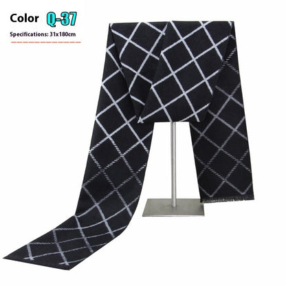 New Men's Winter Warm Cashmere-like Striped Business Scarf For Men