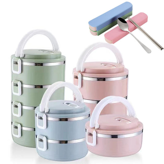 Stainless steel lunch box large capacity multi-layer lunch box students office portable bento box ulation et set LOGO