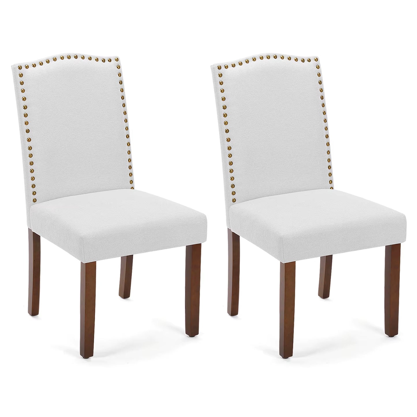 Dining Chairs Padded Backrest Set of 2 Thickened Sponge Cushion Upholstered Fabric Kitchen Chairs with Nailhead Trim Home