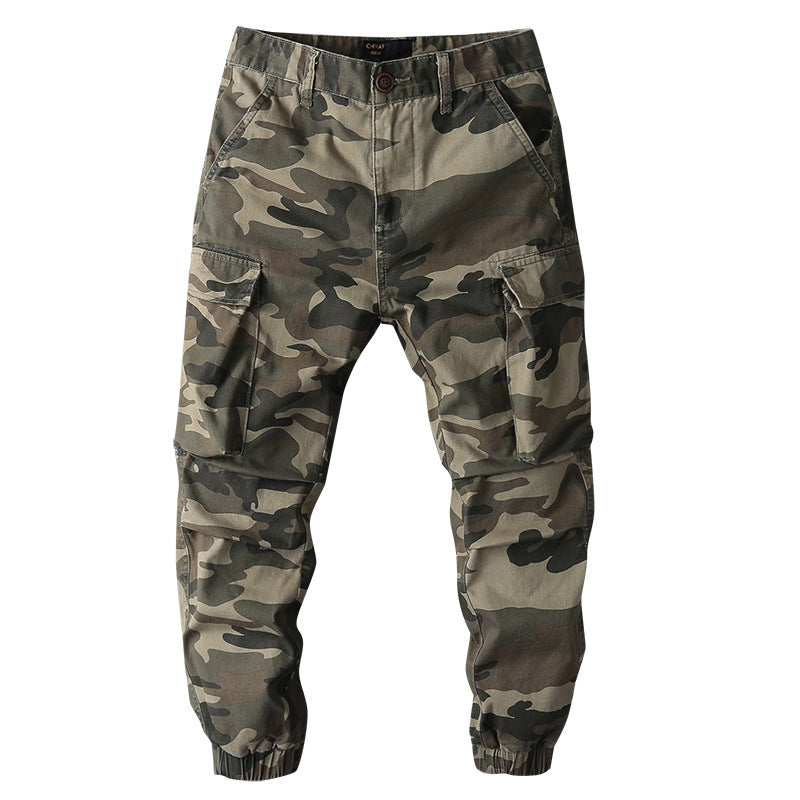 Men's Loose Sports Hard-wearing Ankle Banded Slacks Camouflage Cargo Pants