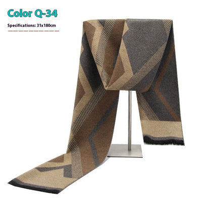 New Men's Winter Warm Cashmere-like Striped Business Scarf For Men