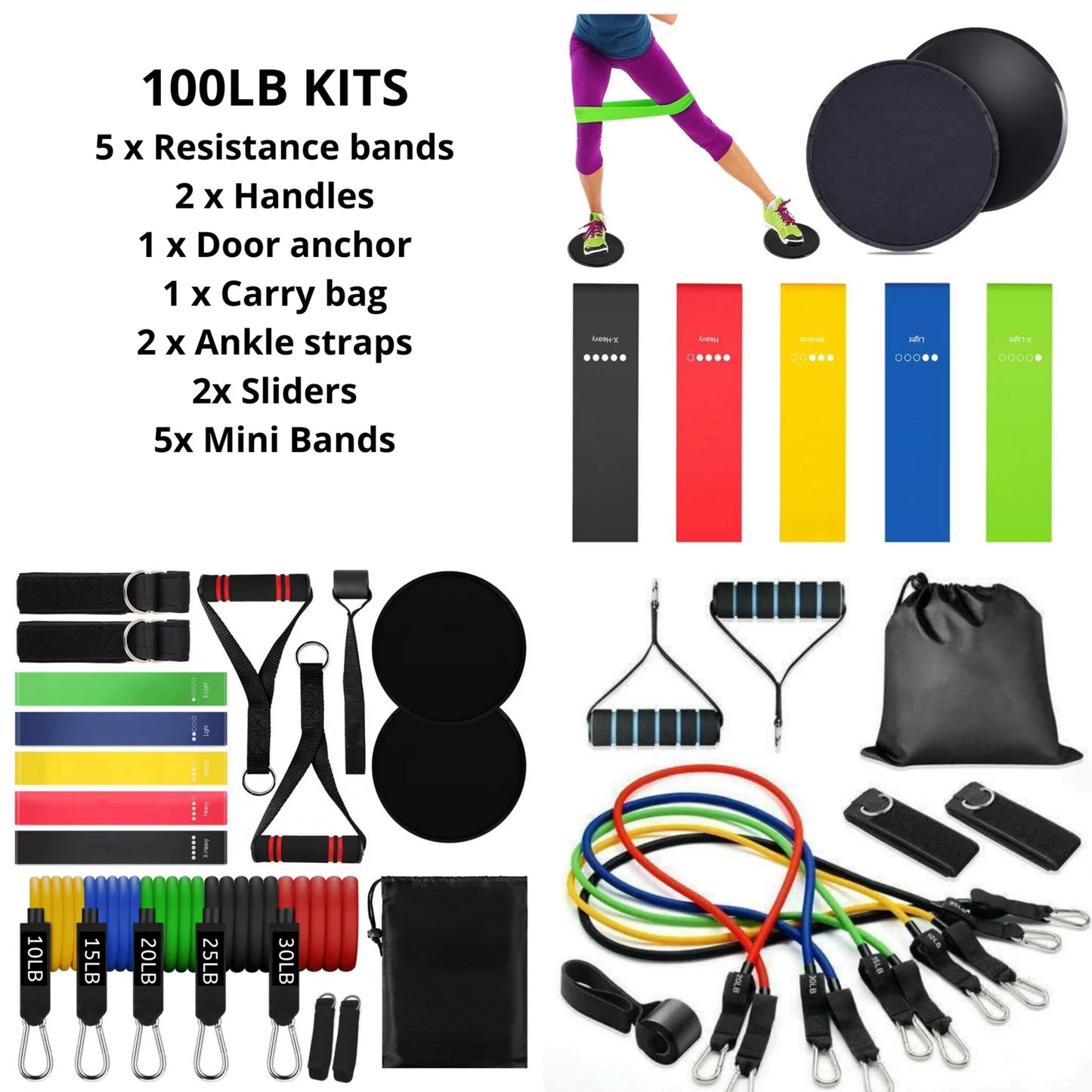 100LB Fitness Band Set-Ultimate 100LB Resistance Band Kit