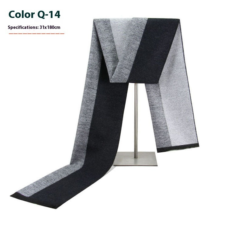 New Men's Winter Warm Cashmere-like Striped Business Scarf For Men