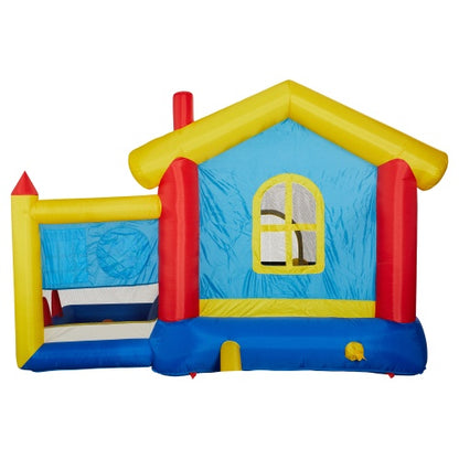 Bounce House 8-in-1 Inflatable Bounce House With Blower Basketball Stand Ocean Ball Throwing Ring Game Target And Sticky Ball Game For Kids