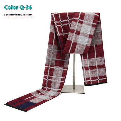 New Men's Winter Warm Cashmere-like Striped Business Scarf For Men