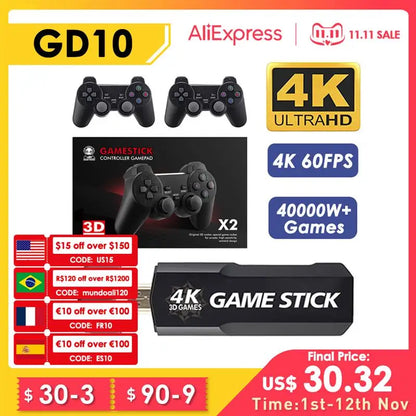 Top Ampown GD10 Retro Game Console 4K 60fps HDMI Output Low Latency TV Game Stick Dual Handle Portable Home Game Console For