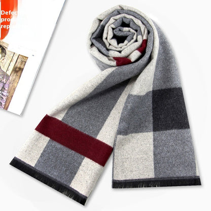 New Men's Winter Warm Cashmere-like Striped Business Scarf For Men