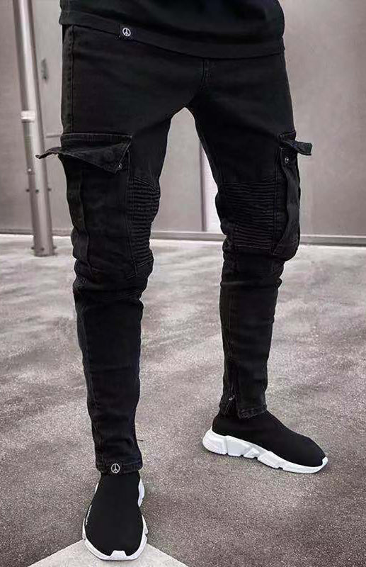 Men Street Style Knit Cargo Jeans