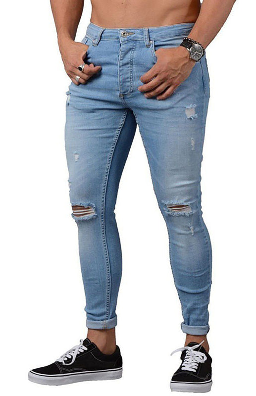 Men's Street Style Four Seasons Slight Elasticity Cotton Blend Denim Jeans