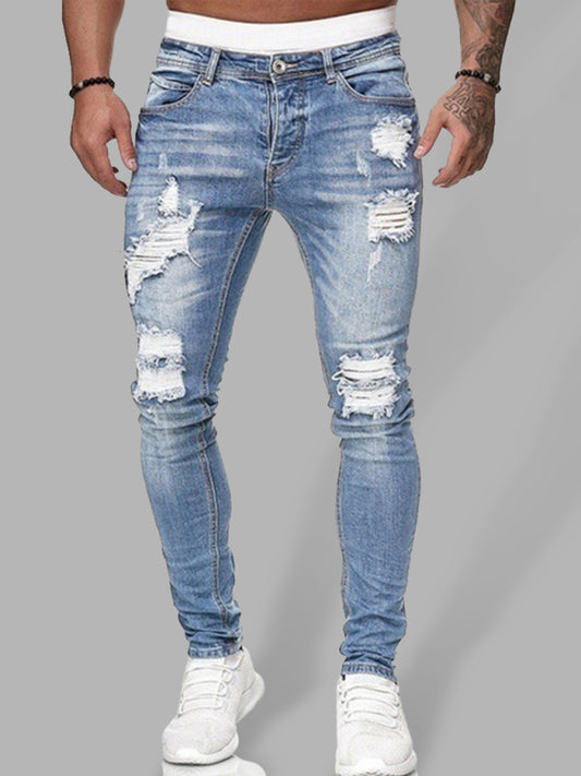 Men's Fashion Ripped Slim Skinny Jeans