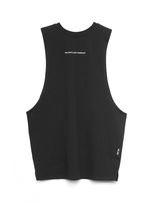 Men's sports trendy brand loose big slit solid color sleeveless quick-drying vest