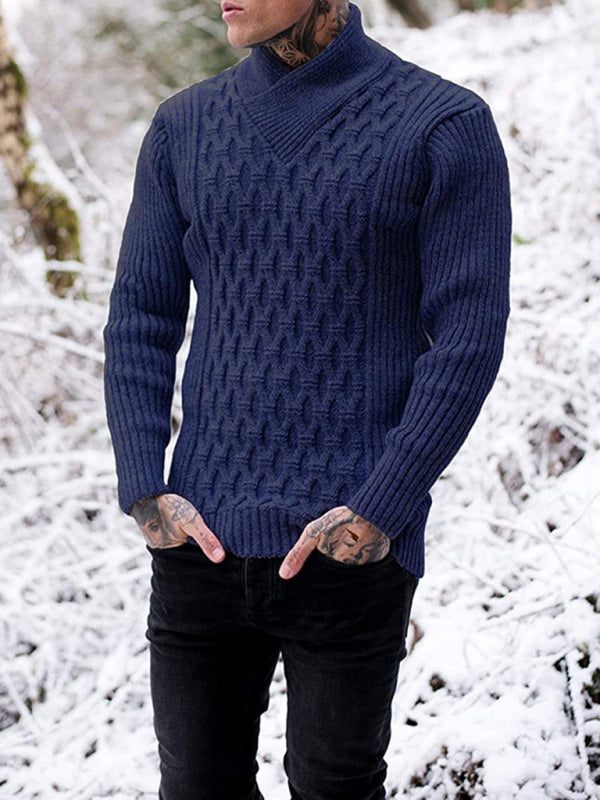 Men's Fashion Cable Knit Shawl Collar Sweater