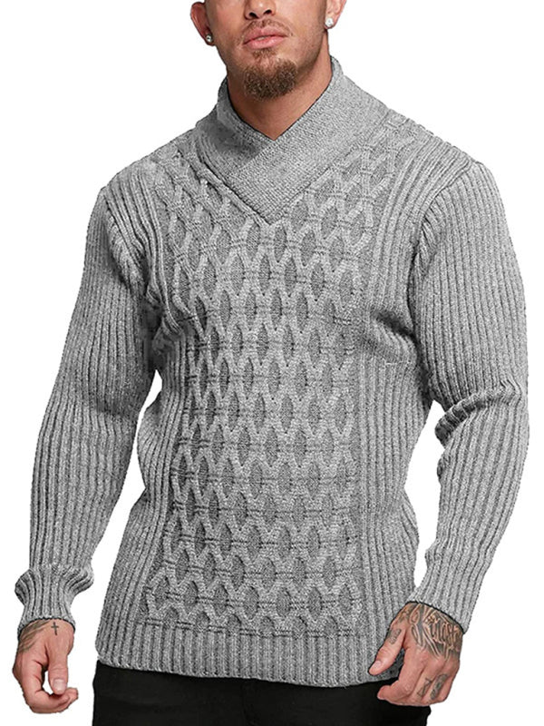 Men's Fashion Cable Knit Shawl Collar Sweater