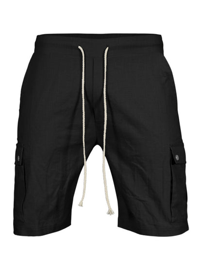 Casual Men's Slim Drawstring Shorts Thin Quarter Pants Cargo Shorts