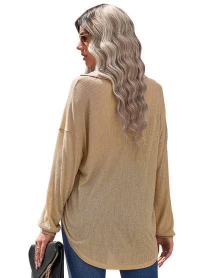 Women's casual knitting thin loose shirt top